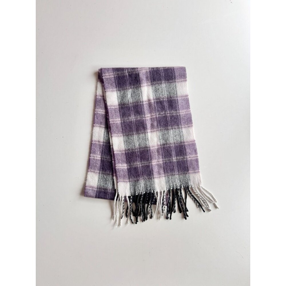 JAMES PRINGLE WEAVERS Purple Haze Plaid 100% Acrylic Fringed Rectangle Scarf